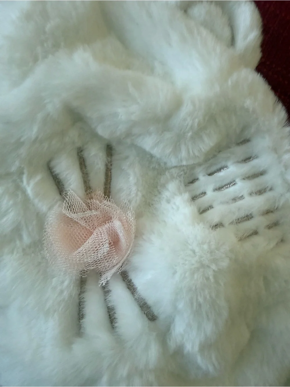 Billieblush White Plush Bunny Hat with Pink Rosette